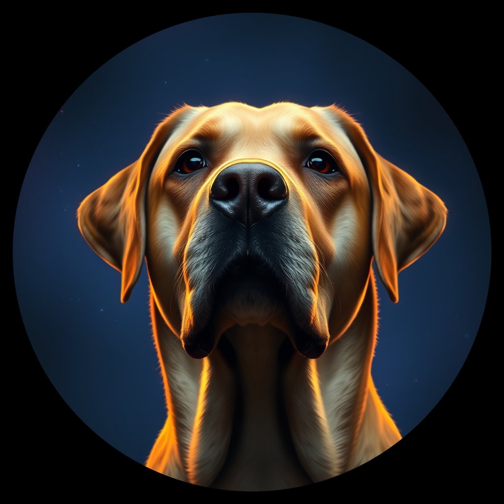 Cosmic medallion portrait of 438_G0380_0866, a Labrador Retriever