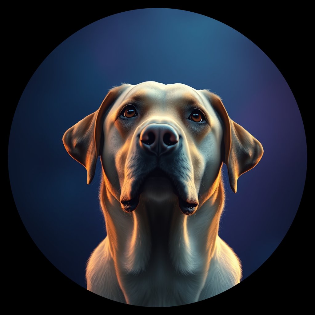 Cosmic medallion portrait of 446_G0380_0890, a Labrador Retriever