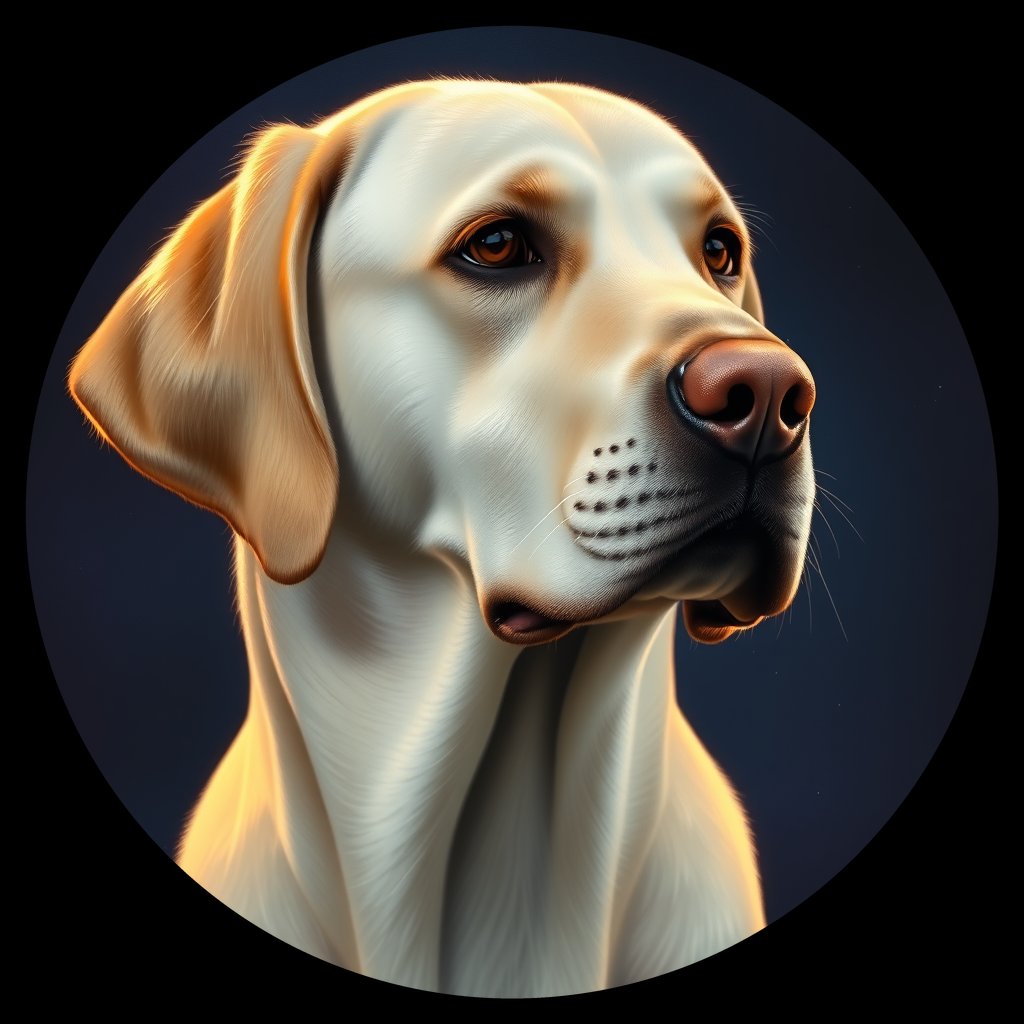 Cosmic medallion portrait of 4487_4487, a Labrador Retriever
