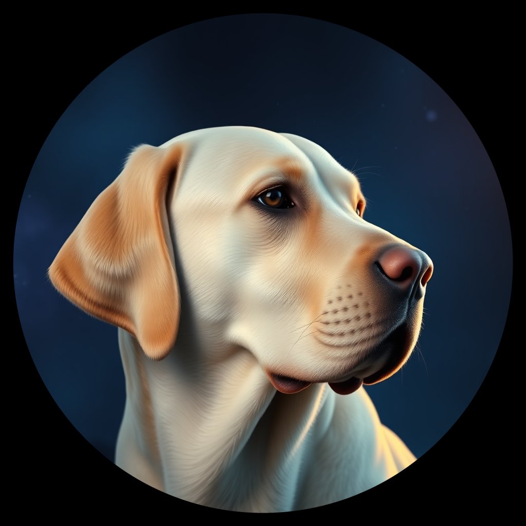 Cosmic medallion portrait of 4489_4489, a Labrador Retriever
