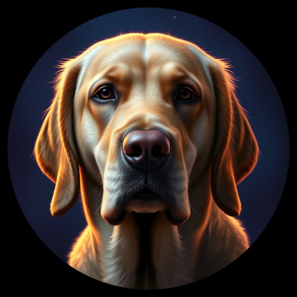 Cosmic medallion portrait of 4490_4490, a Labrador Retriever