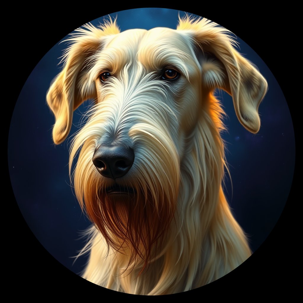 Cosmic medallion portrait of 44_44, a Irish Wolfhound