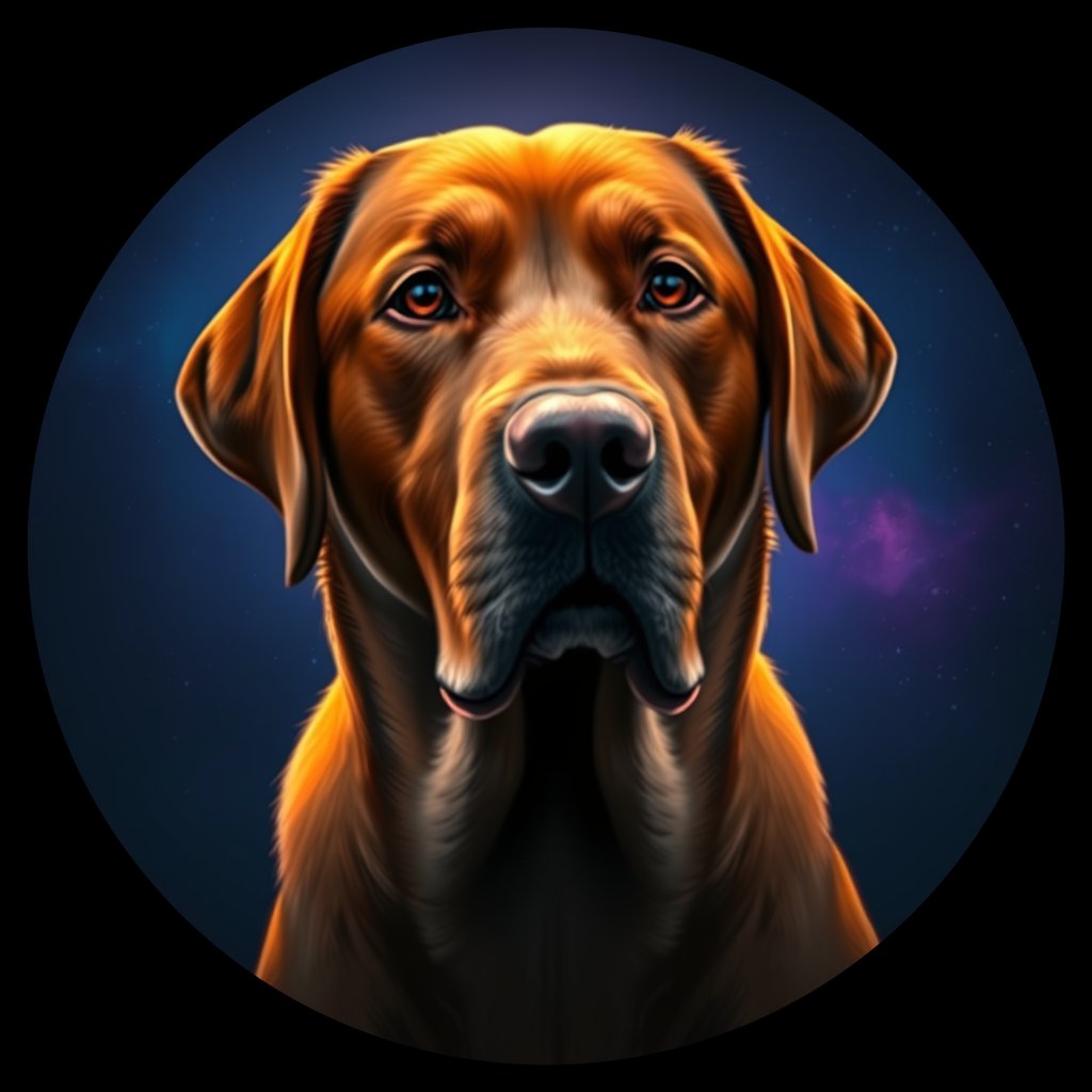 Cosmic medallion portrait of 4504_4504, a Labrador Retriever