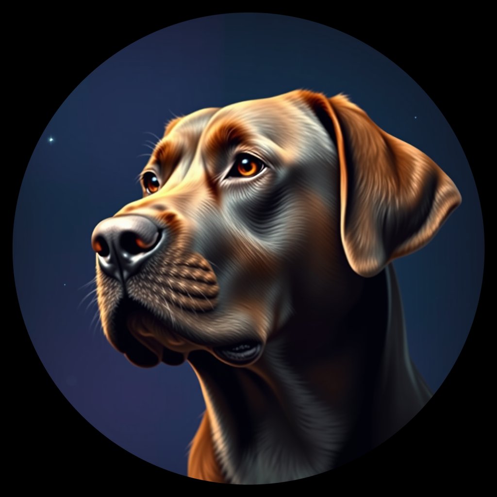 Cosmic medallion portrait of 450_G0380_0907, a Labrador Retriever
