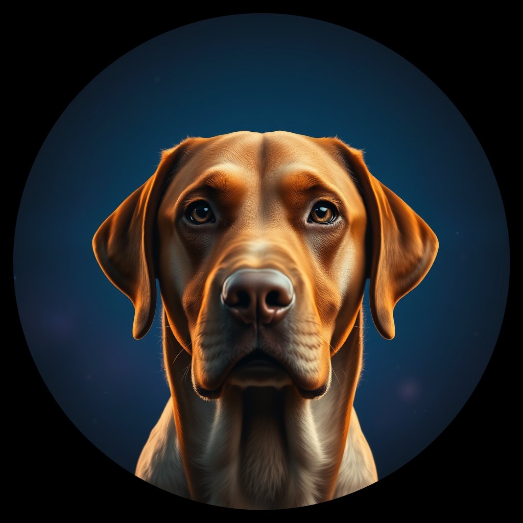 Cosmic medallion portrait of 451_G0380_0909, a Labrador Retriever