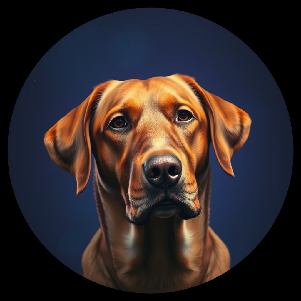 Cosmic medallion portrait of 454_G0380_0912, a Labrador Retriever