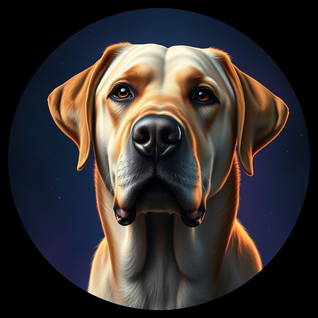 Cosmic medallion portrait of 45_G0380_0120, a Labrador Retriever