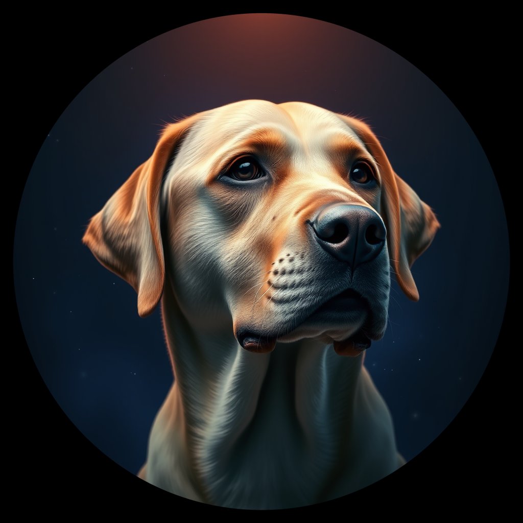 Cosmic medallion portrait of 4611_4611, a Labrador Retriever
