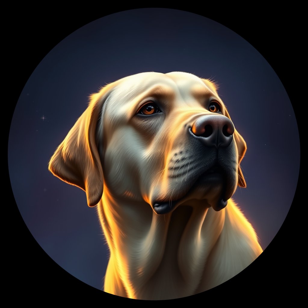 Cosmic medallion portrait of 461_G0380_0970, a Labrador Retriever