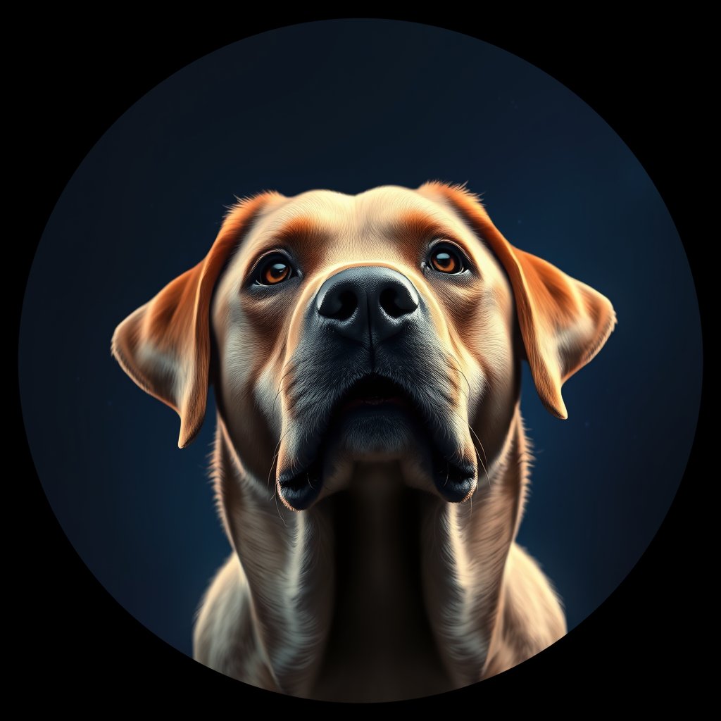 Cosmic medallion portrait of 467_G0380_0988, a Labrador Retriever