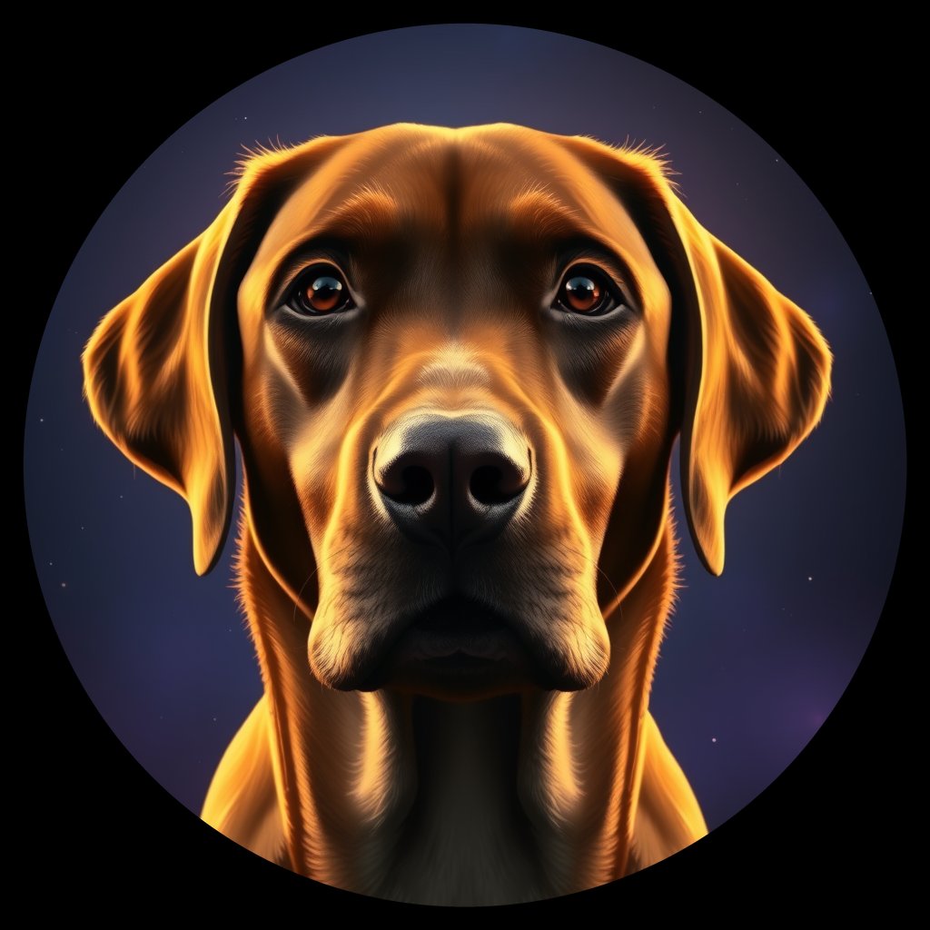 Cosmic medallion portrait of 469_G0380_0992, a Labrador Retriever