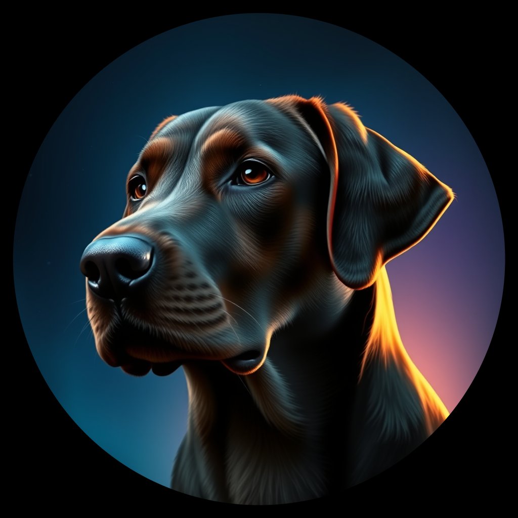 Cosmic medallion portrait of 470_G0380_0993, a Labrador Retriever