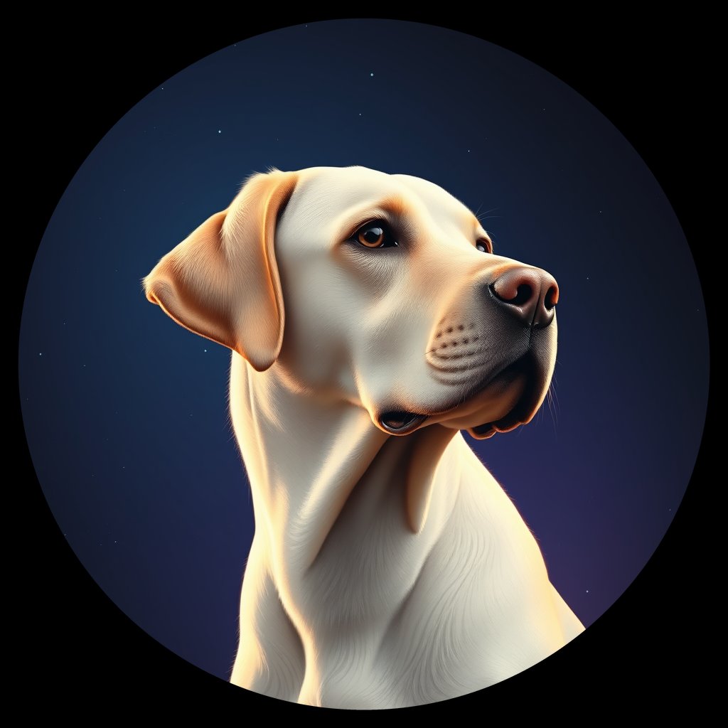 Cosmic medallion portrait of 476_G0380_1008, a Labrador Retriever