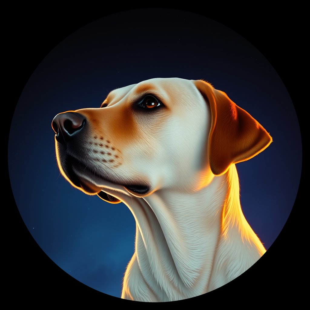 Cosmic medallion portrait of 481_G0380_1026, a Labrador Retriever