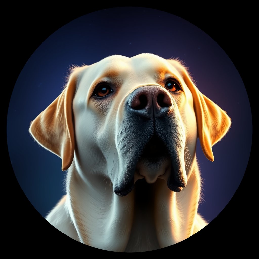 Cosmic medallion portrait of 4820_4820, a Labrador Retriever