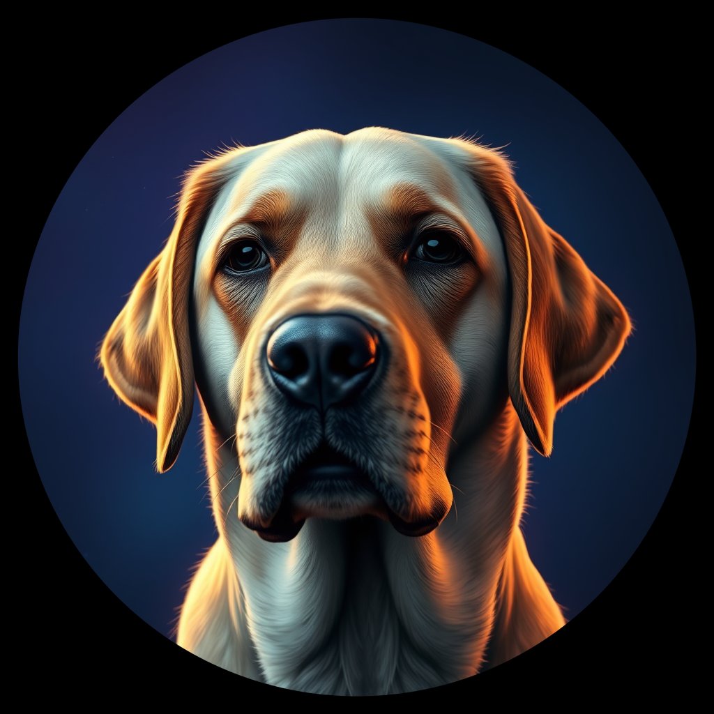Cosmic medallion portrait of 4839_4839, a Labrador Retriever