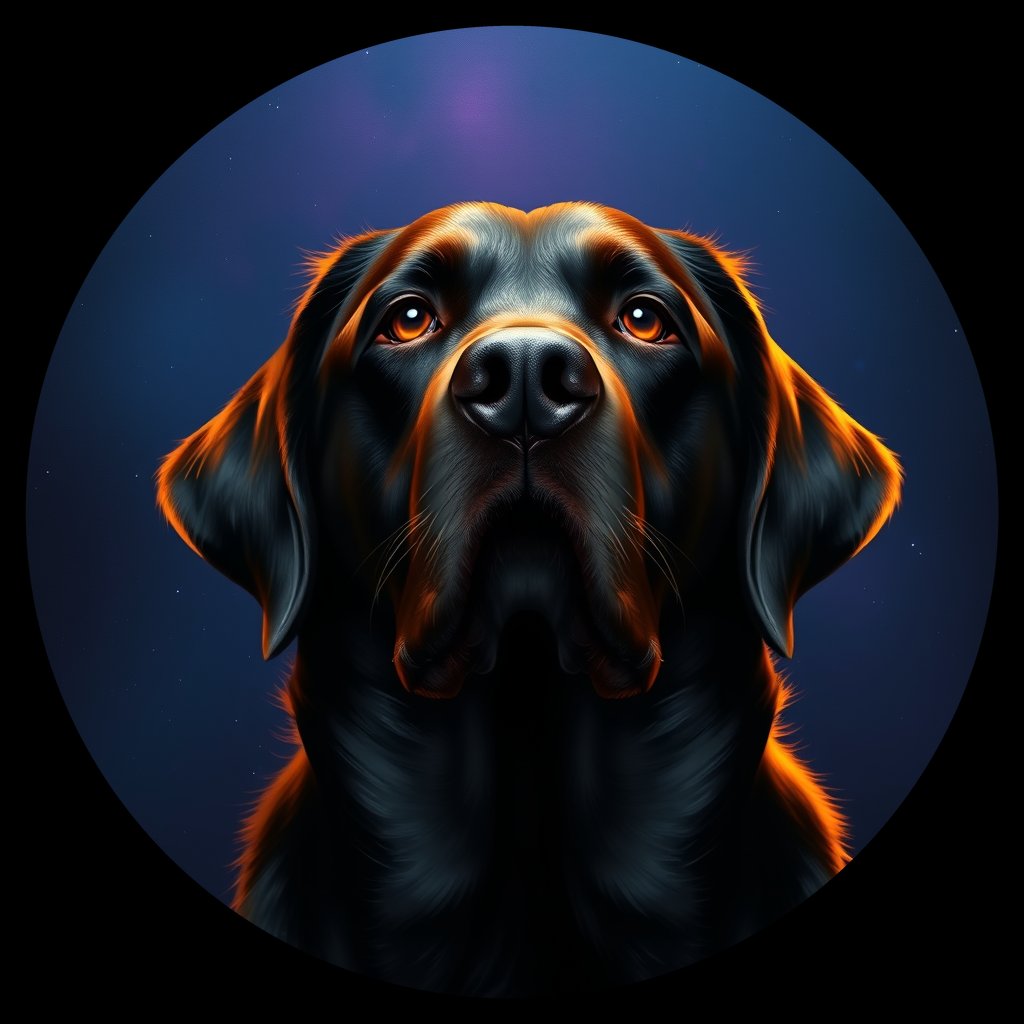 Cosmic medallion portrait of 483_G0380_1031, a Labrador Retriever
