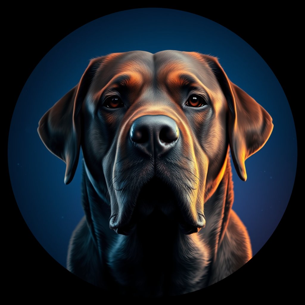 Cosmic medallion portrait of 4855_4855, a Labrador Retriever