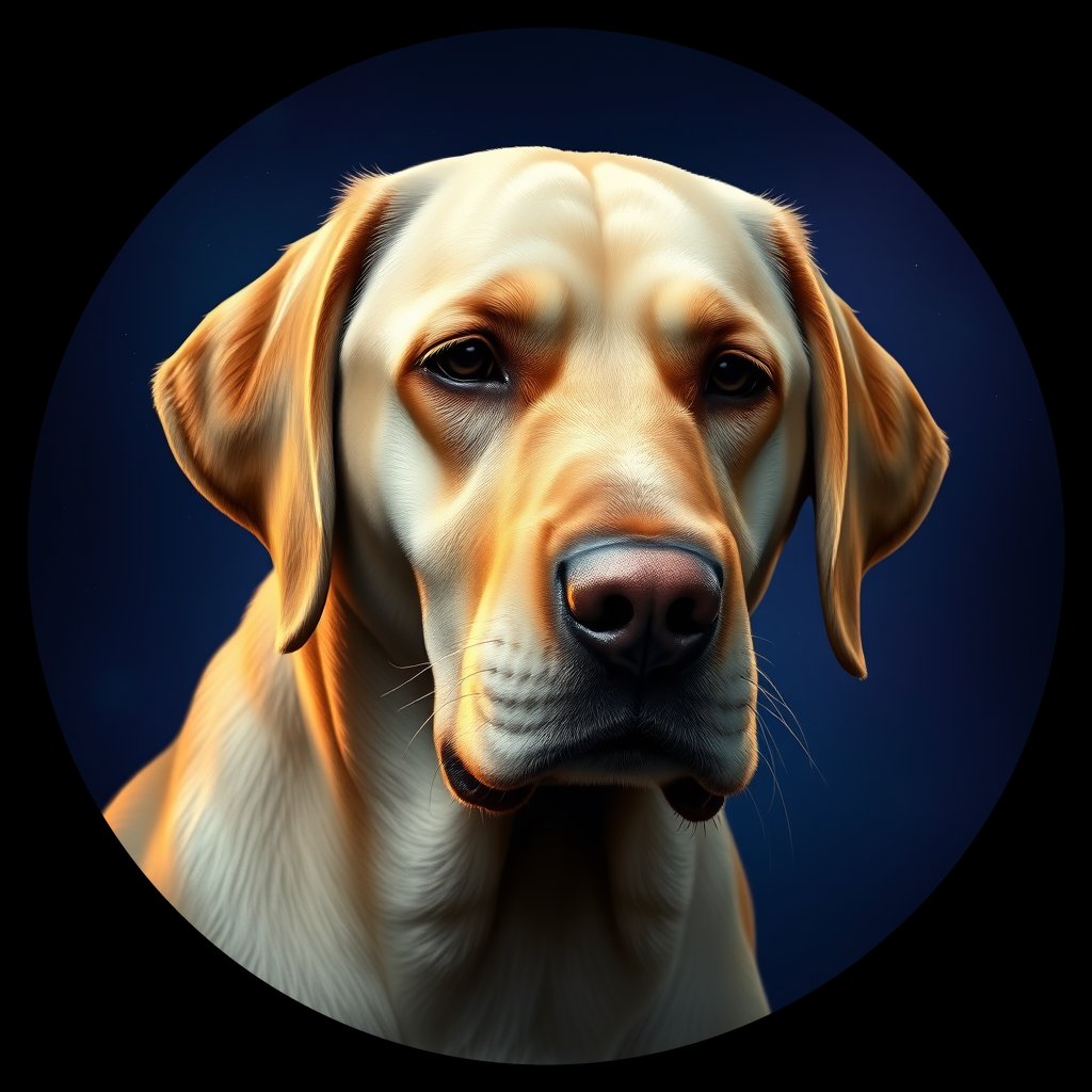 Cosmic medallion portrait of 4856_4856, a Labrador Retriever