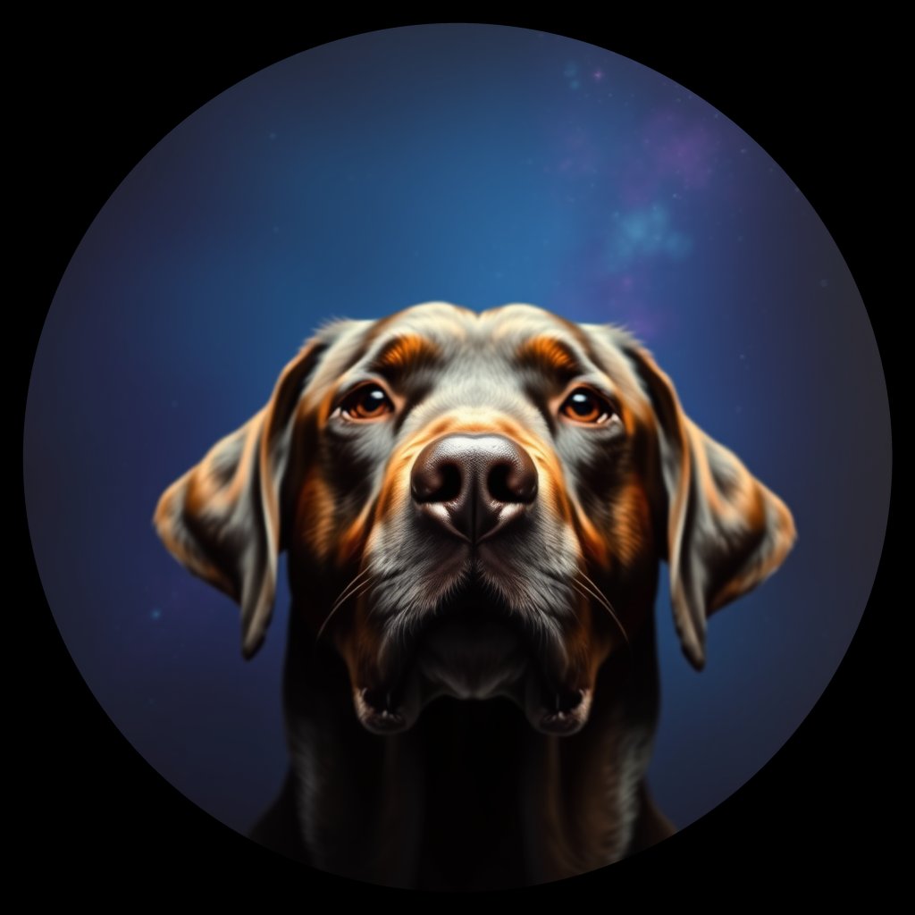 Cosmic medallion portrait of 487_G0380_1064, a Labrador Retriever