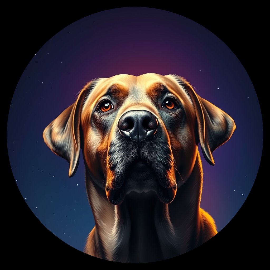 Cosmic medallion portrait of 48_G0380_0137, a Labrador Retriever