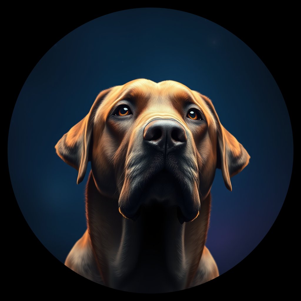 Cosmic medallion portrait of 491_G0380_1070, a Labrador Retriever