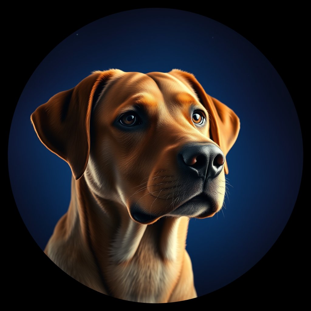 Cosmic medallion portrait of 497_G0380_1082, a Labrador Retriever