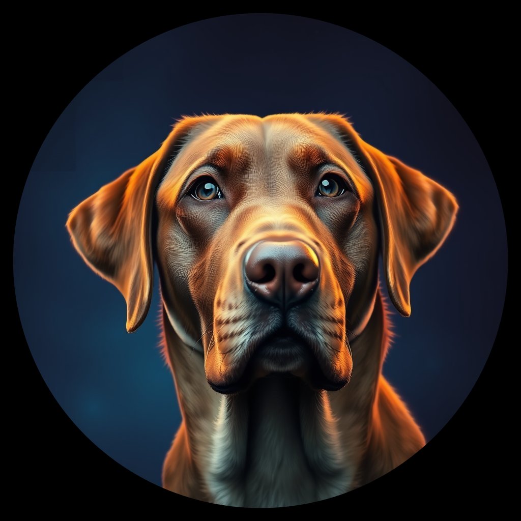 Cosmic medallion portrait of 4_G0380_0009, a Labrador Retriever