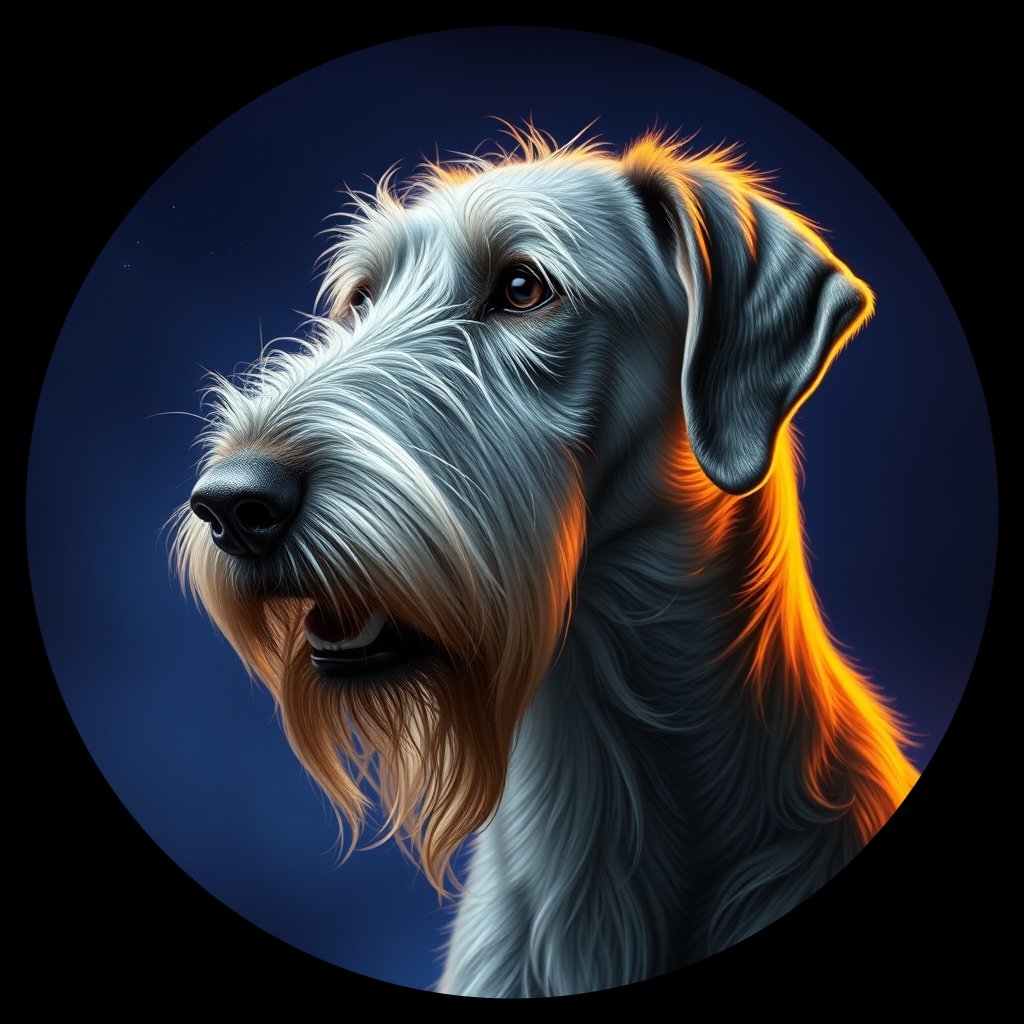 Cosmic medallion portrait of 4x4_Volk_4x4_Volk, a Irish Wolfhound
