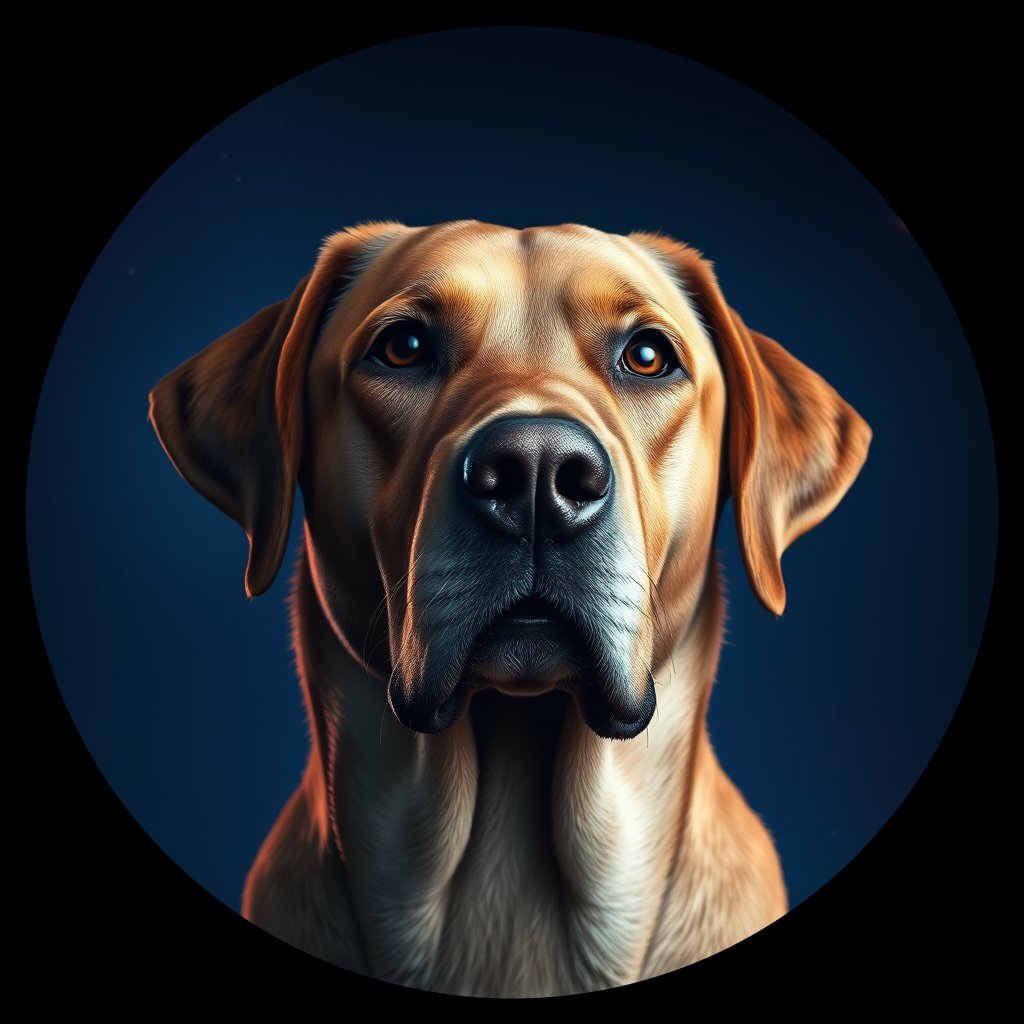 Cosmic medallion portrait of 503_G0380_1090, a Labrador Retriever