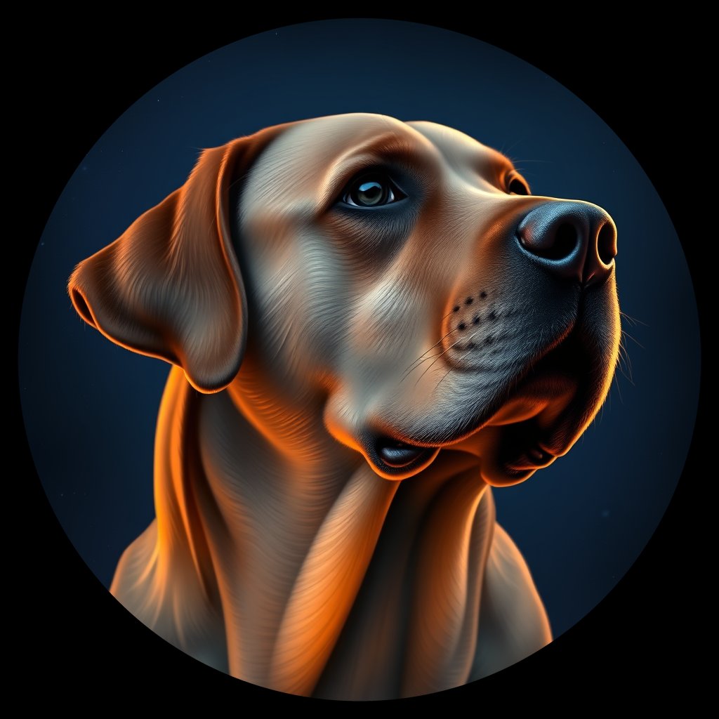 Cosmic medallion portrait of 506_G0380_1096, a Labrador Retriever