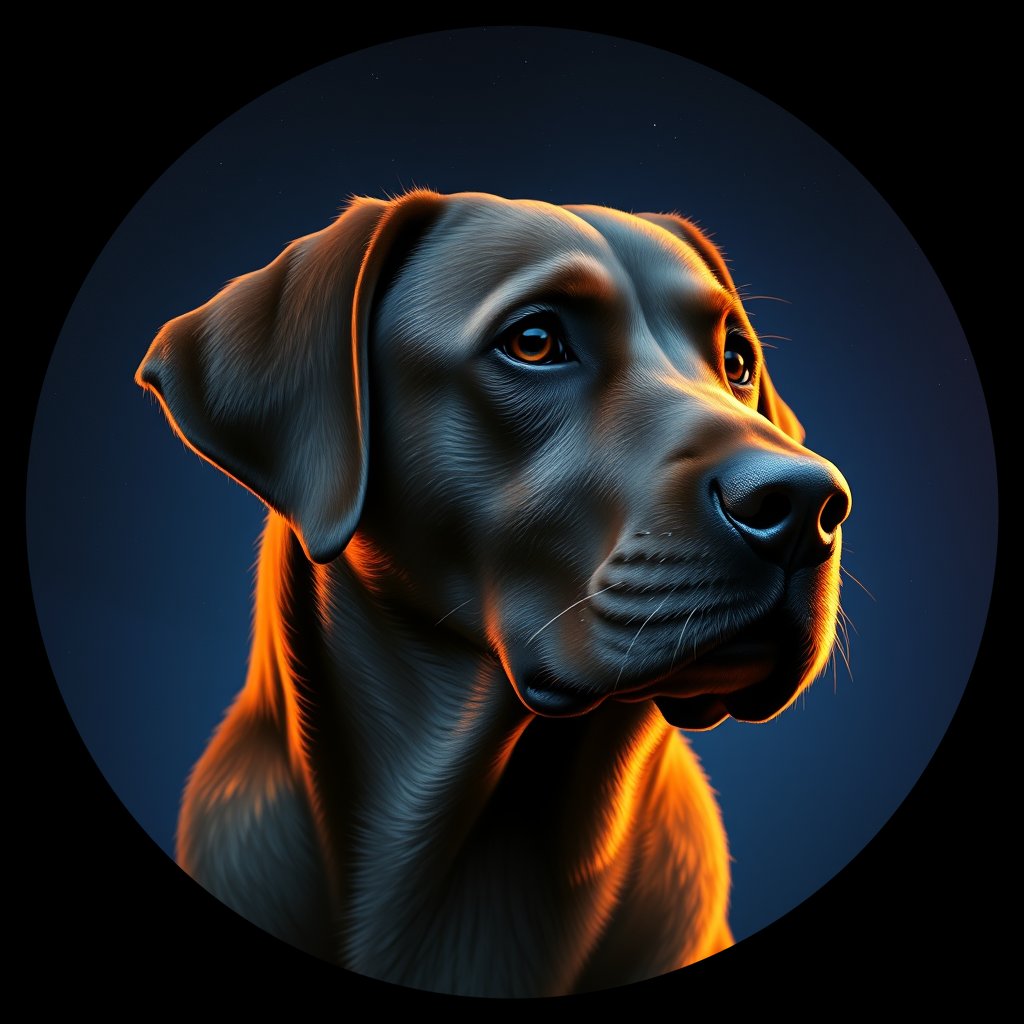 Cosmic medallion portrait of 508_G0380_1101, a Labrador Retriever