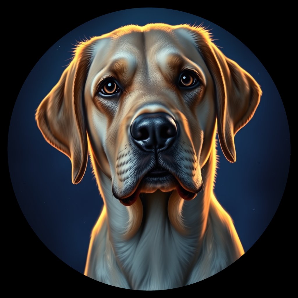 Cosmic medallion portrait of 5090_5090, a Labrador Retriever