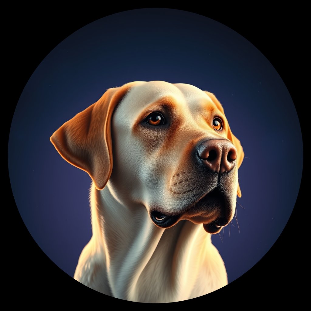 Cosmic medallion portrait of 509_G0380_1103, a Labrador Retriever