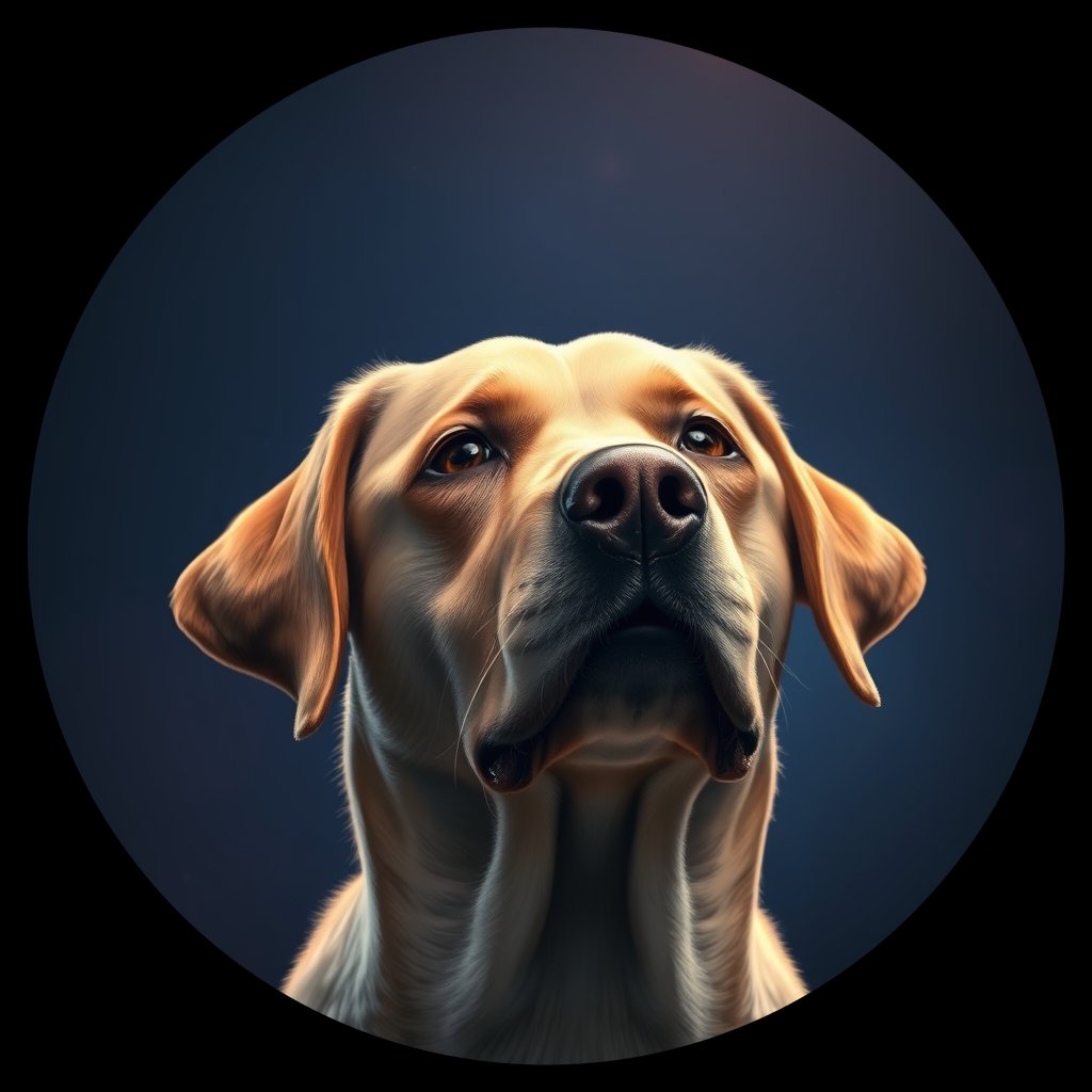 Cosmic medallion portrait of 50_G0380_0141, a Labrador Retriever