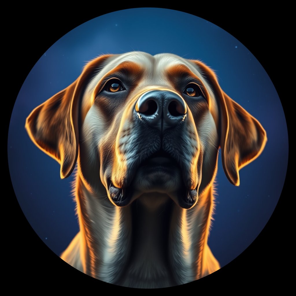 Cosmic medallion portrait of 511_G0380_1108, a Labrador Retriever