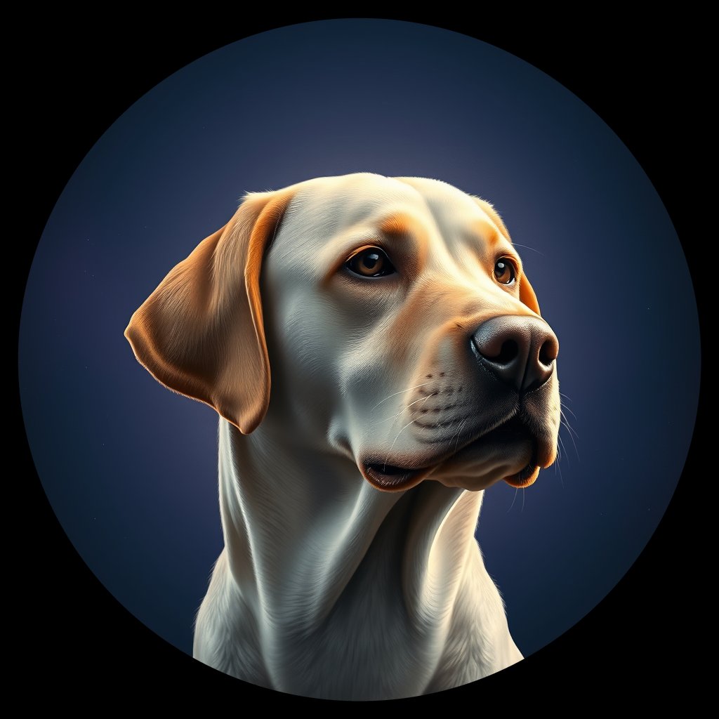 Cosmic medallion portrait of 512_G0380_1112, a Labrador Retriever