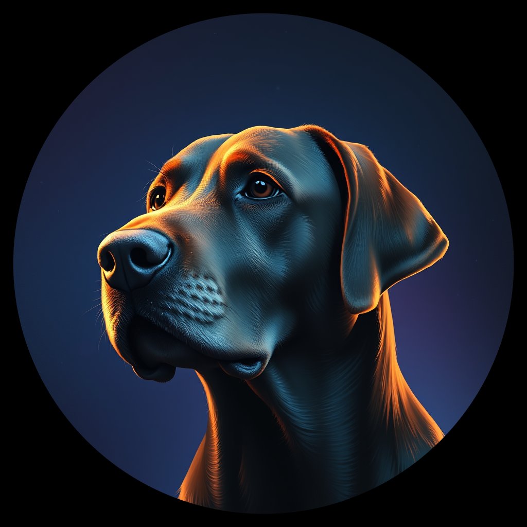Cosmic medallion portrait of 513_G0380_1116, a Labrador Retriever