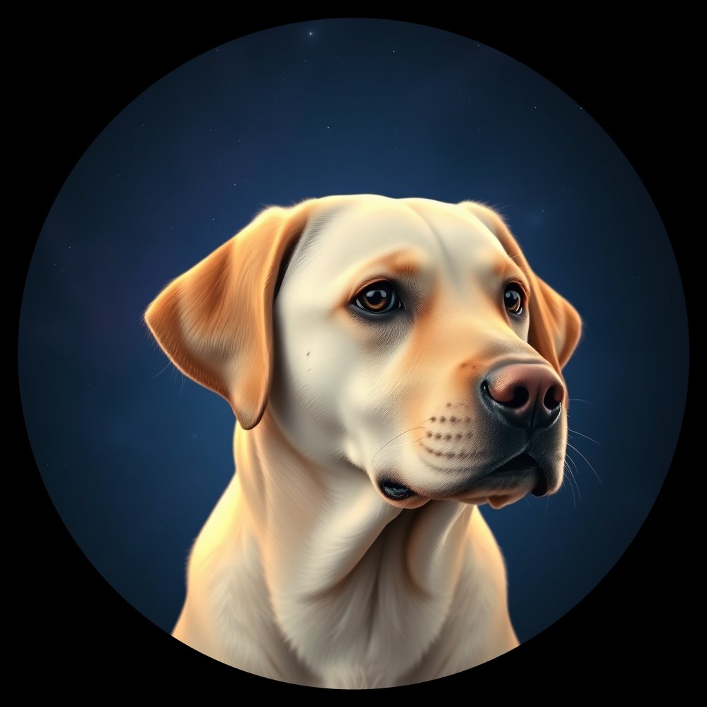 Cosmic medallion portrait of 514_G0380_1117, a Labrador Retriever