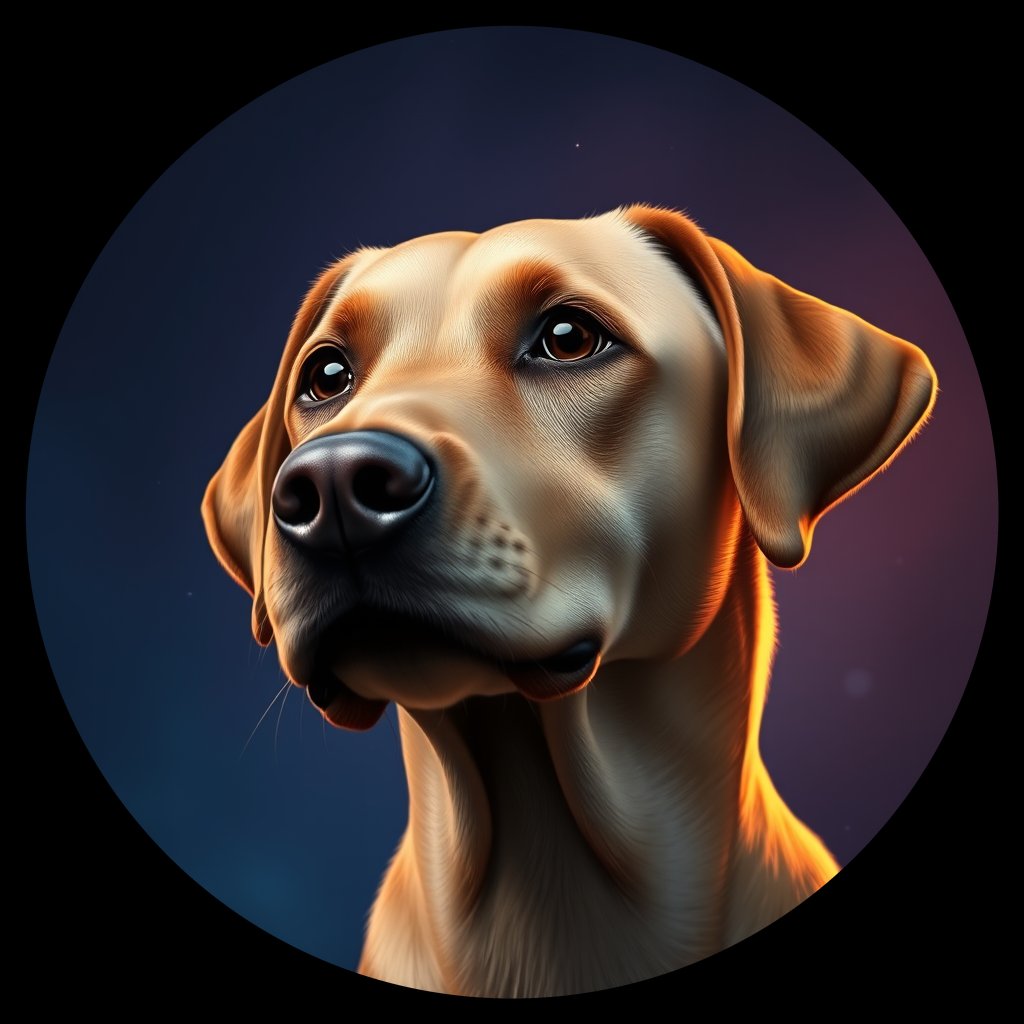Cosmic medallion portrait of 515_G0380_1118, a Labrador Retriever