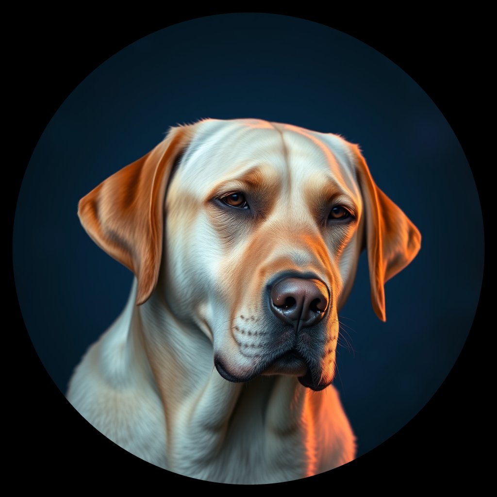 Cosmic medallion portrait of 516_G0380_1122, a Labrador Retriever