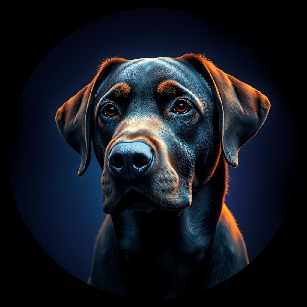 Cosmic medallion portrait of 517_G0380_1123, a Labrador Retriever