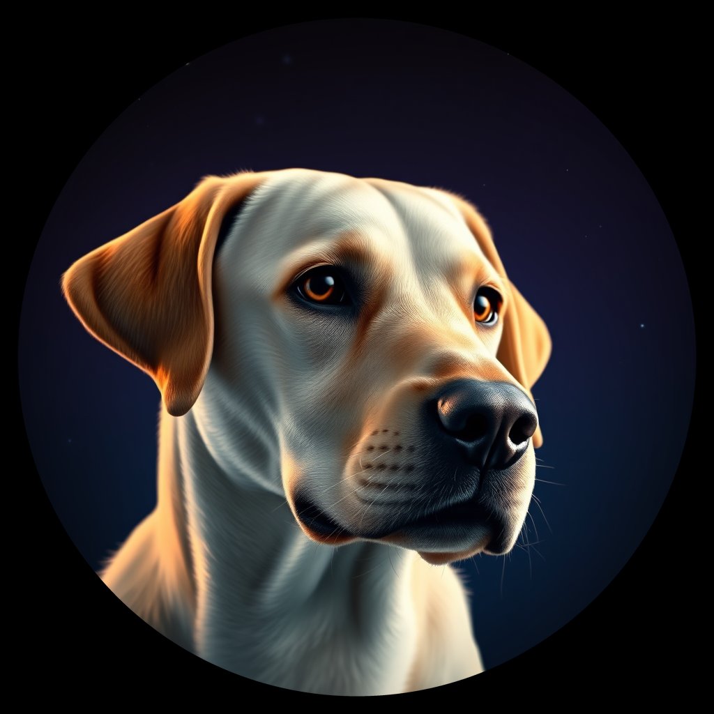 Cosmic medallion portrait of 518_G0380_1124, a Labrador Retriever