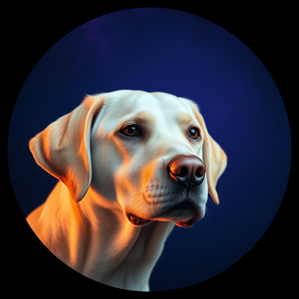 Cosmic medallion portrait of 519_G0380_1126, a Labrador Retriever