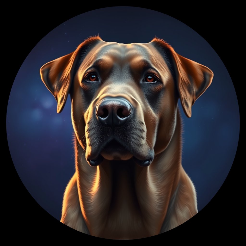 Cosmic medallion portrait of 51_G0380_0142, a Labrador Retriever