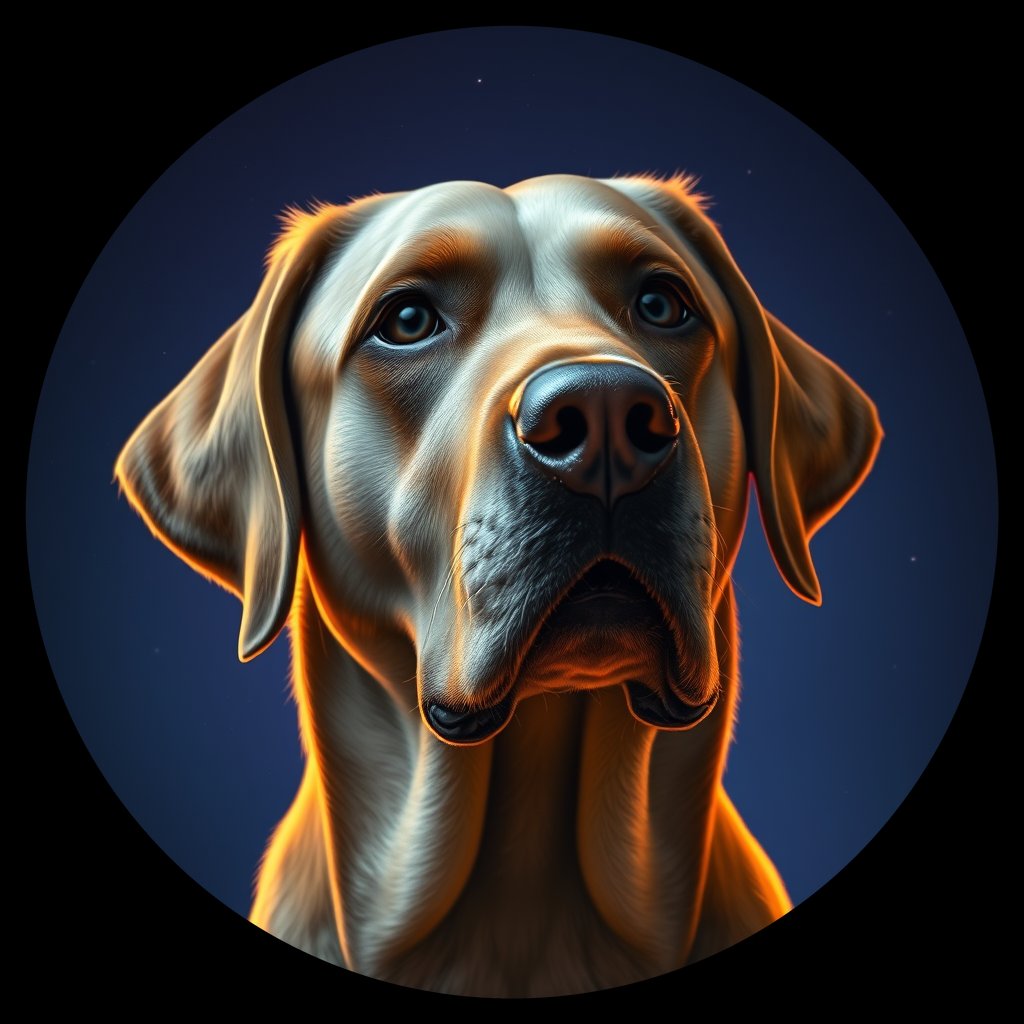 Cosmic medallion portrait of 520_G0380_1133, a Labrador Retriever