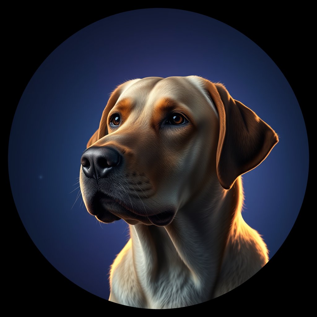 Cosmic medallion portrait of 5221_5221, a Labrador Retriever