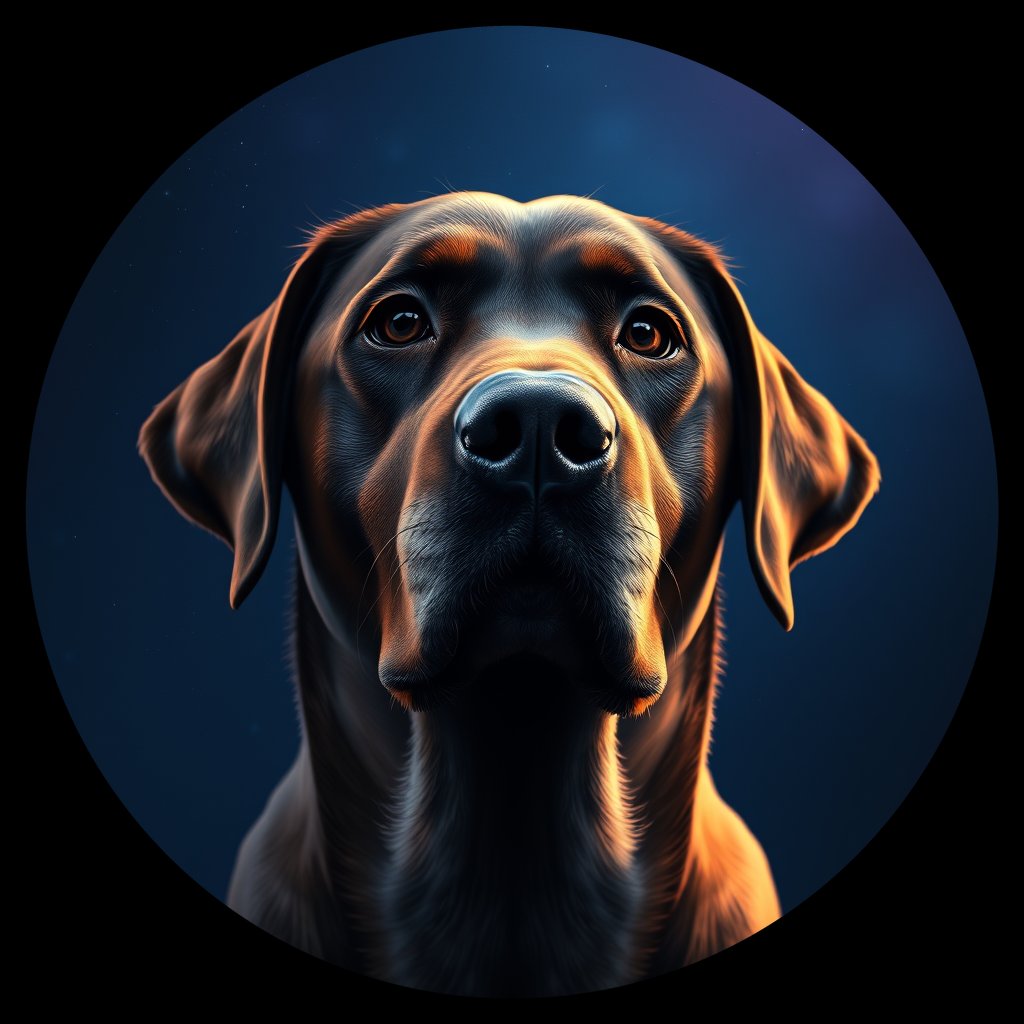 Cosmic medallion portrait of 522_G0380_1135, a Labrador Retriever