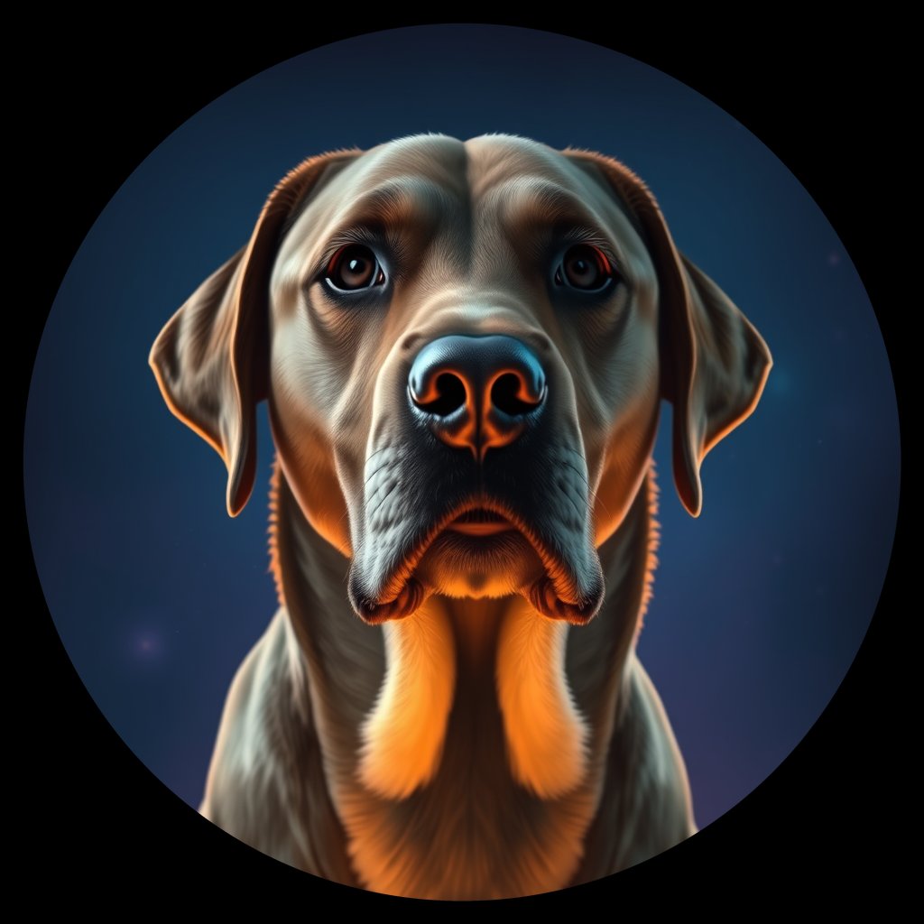 Cosmic medallion portrait of 523_G0380_1136, a Labrador Retriever