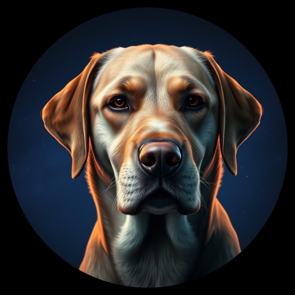 Cosmic medallion portrait of 5284_5284, a Labrador Retriever